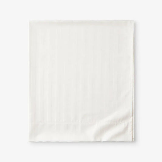 Dobby Stripe Classic Smooth Wrinkle-Free Sateen Flat Bed Sheet - Cream, Full