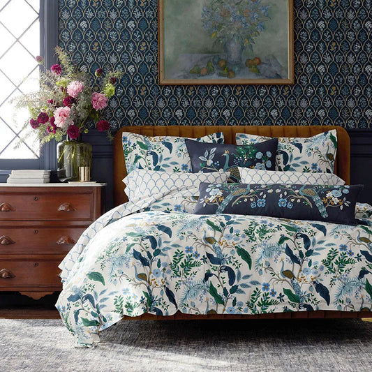 Peacock Classic Smooth Sateen Duvet Cover - Ivory Multi, Twin/Twin XL
