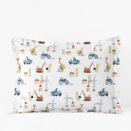 City Builders Classic Cool Organic Cotton Percale Sham - White Multi, Standard