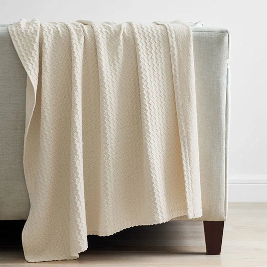 Chevron Texture Throw - Off White