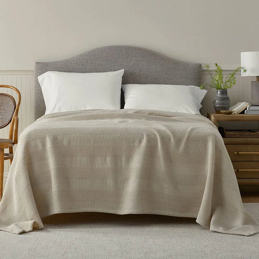 Waffle Stripe Blanket - Beige, Twin/Twin XL