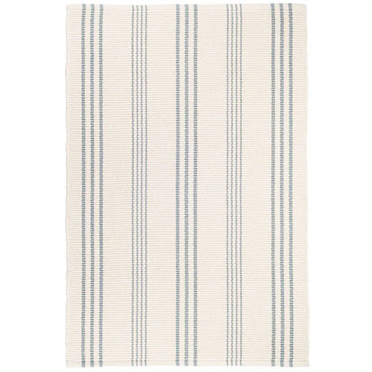 Swedish Stripe Handwoven Cotton Rug - Blue, 2' 6" x 8' Runner
