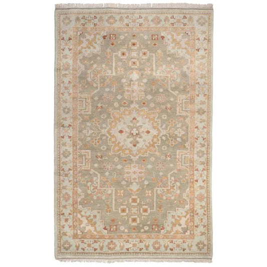 Kendra Hand Knotted Wool Rug - Olive, 6' x 9'