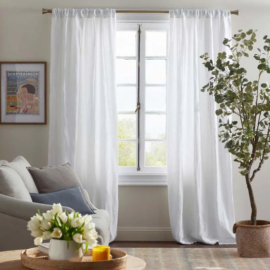 Linen Blackout Window Curtain - White, 96 in.