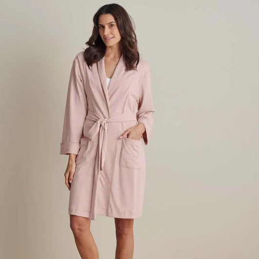 Peruvian Cotton Embroidered Women's Robe - Blush, L