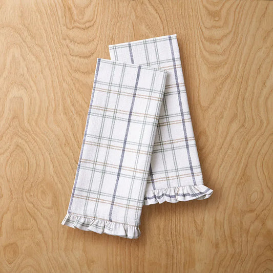 Alerie Yarn-Dyed Plaid Tea Towels, Set of 2 - Parchment