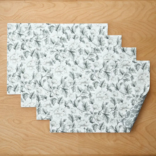 Charming Flower Reversible Placemats, Set of 4 - Elegant Floral Delightful Flower