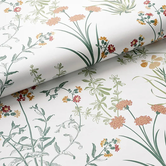 Jardin Traditional Wallpaper - White Multi, Roll