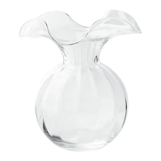 Hibiscus Glass Fluted Vases - Clear, Medium