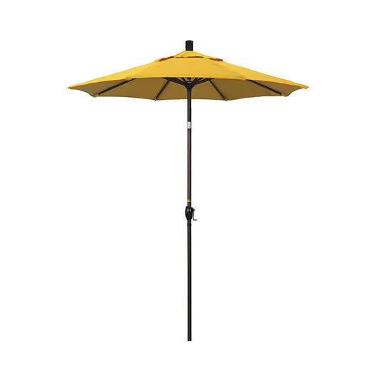 6' Round Outdoor Patio Umbrella, Aluminum with Push Button Tilt - Bronze Finish, Sunflower