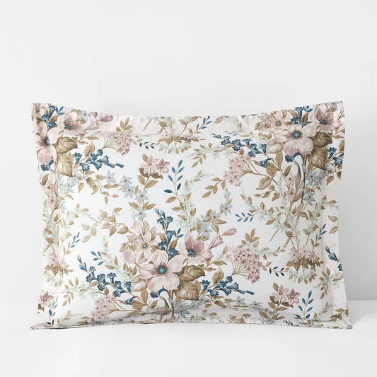 Blooming Floret Garment Washed Cotton Percale Reversible Sham - Blush, Standard
