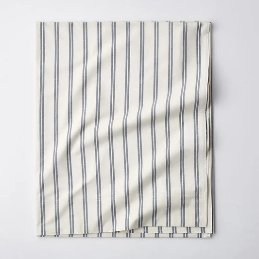 Tailored Stripes and Plaids Classic Cool Cotton Percale Flat Bed Sheet - Narrow Stripe Navy, Twin/Twin XL