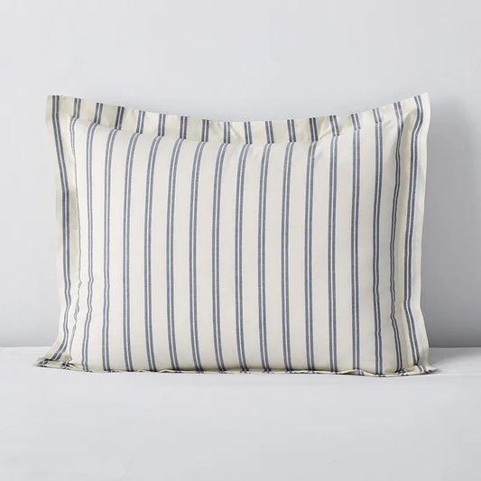 Tailored Stripes and Plaids Classic Cool Cotton Percale Sham - Narrow Stripe Navy, Standard