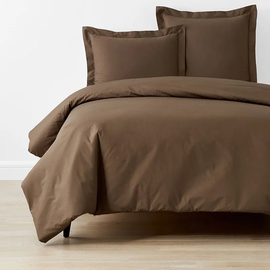 Classic Cool Cotton Percale Bed Duvet Cover - Coffee, Full