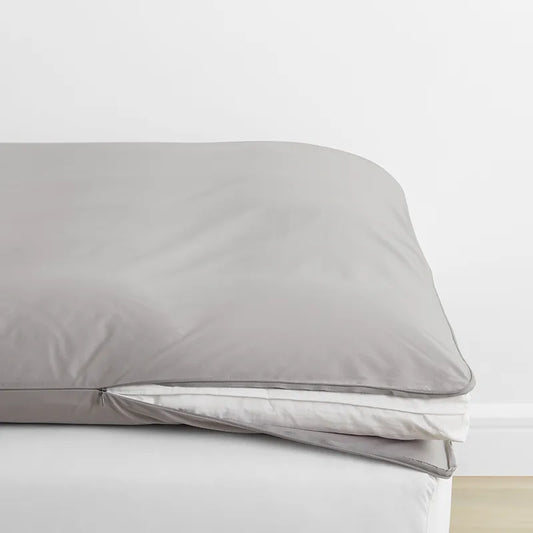 Classic Cool Cotton Percale Mattress Topper Cover - Gray Smoke, Full
