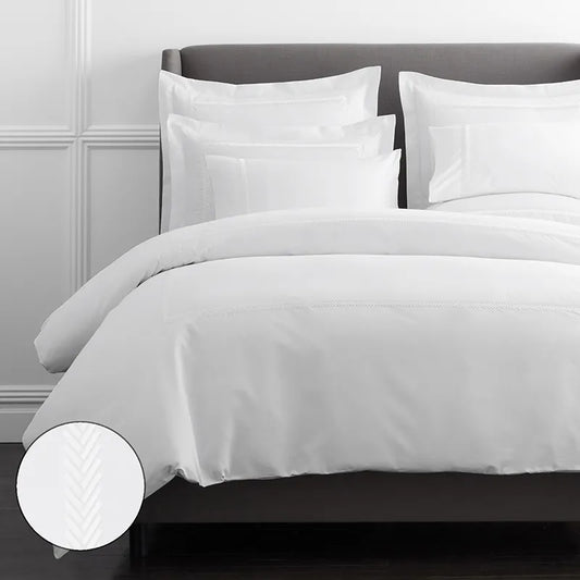 Hewett Luxe Smooth Egyptian Cotton Sateen Duvet Cover - White, King/Cal King