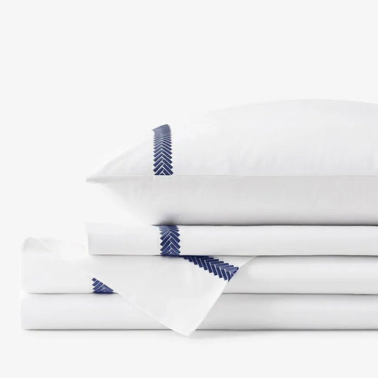 Hewett Luxe Smooth Egyptian Cotton Sateen Bed Sheet Set - Blue, Cal King