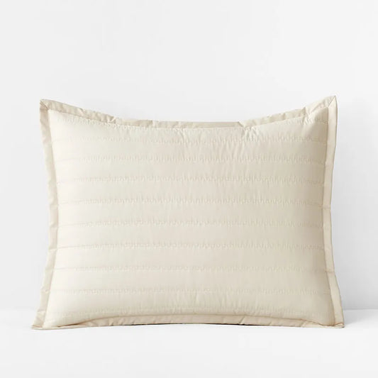 Premium Smooth Wrinkle-Free Sateen Quilted Sham - Ivory, King