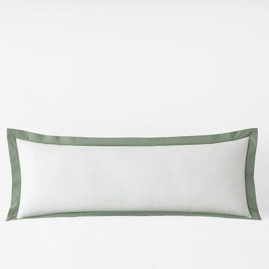 Solid Border Classic Cool Cotton Percale Decorative Lumbar Pillow Cover - Thyme, 14 in. x 40 in.