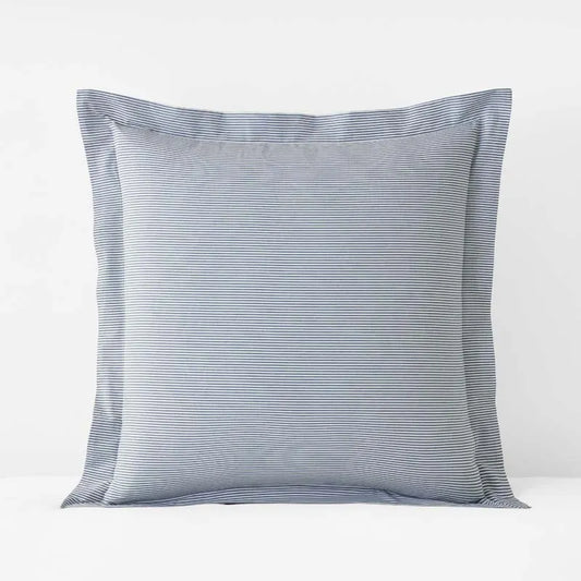 Classic Stripes and Plaids Cool Yarn-Dyed Cotton Percale Sham - Stripe White/Blue, Euro