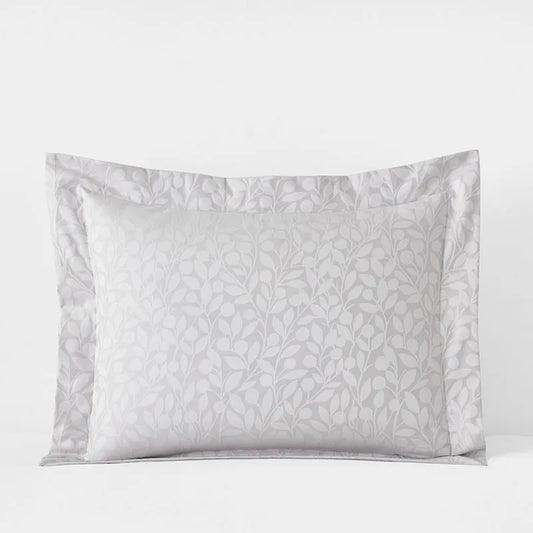 Jacquard Leaf Yarn-Dyed Premium Smooth Supima® Cotton Wrinkle-Free Sateen Sham - Light Gray, Standard