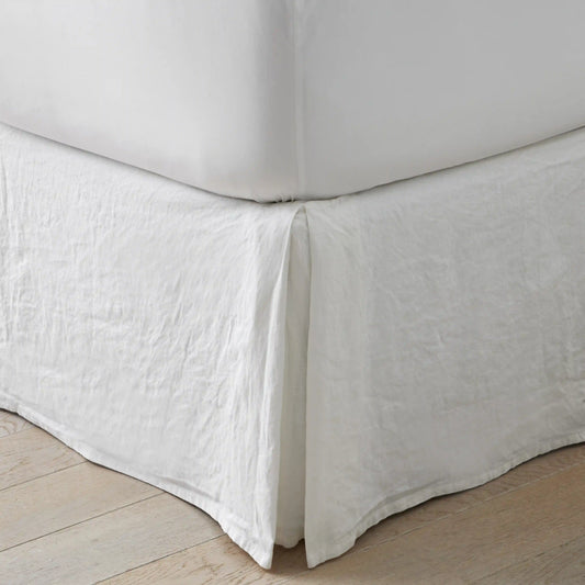 Premium Breathable Washed Linen Solid Bed Skirt - White, Twin