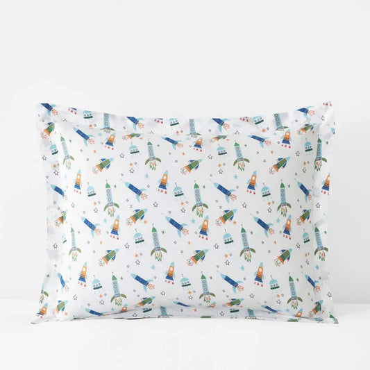 Space Adventure Classic Cool Organic Cotton Percale Sham - White Multi, Standard