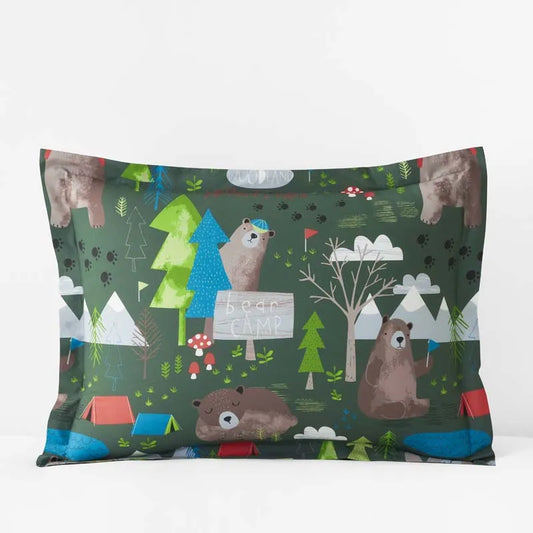 Bear Camp Classic Cool Organic Cotton Percale Sham - Green Multi, Standard