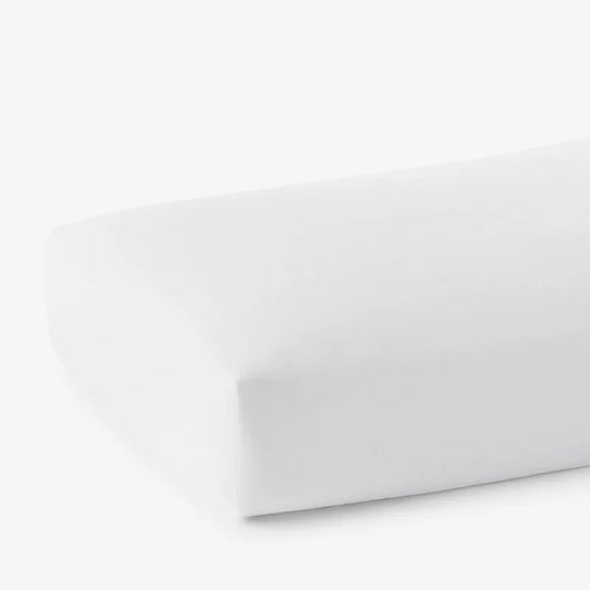 Solid Garment Washed Cotton Percale Fitted Bed Sheet - White, Twin XL