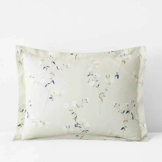 Blossom Trail Garment Washed Cotton Percale Sham - Green Tea, Standard