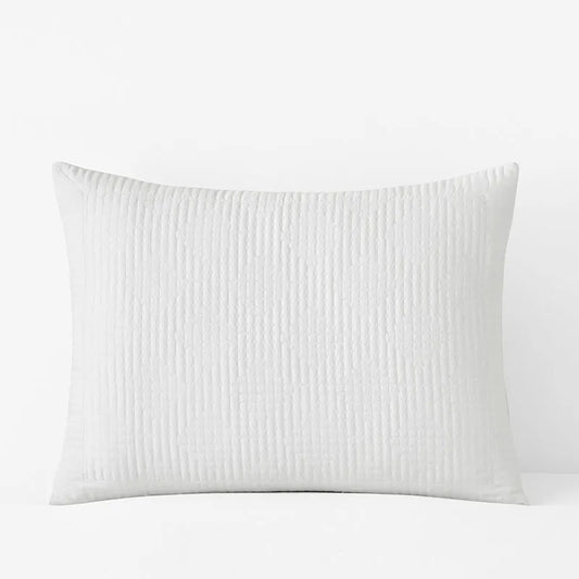 Premium Smooth Cotton Sateen Solid Quilted Sham - White, Standard