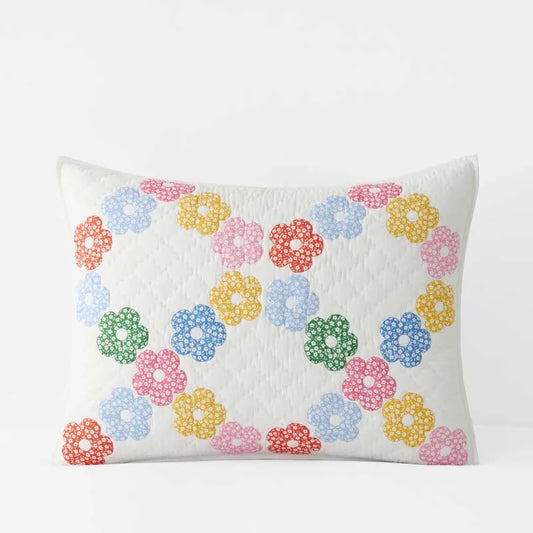 Daisy Patch Quilted Sham - White Multi, Standard