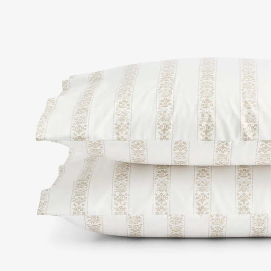 Estee Stripe Classic Smooth Sateen Pillowcase Set - Beige Tan, Standard
