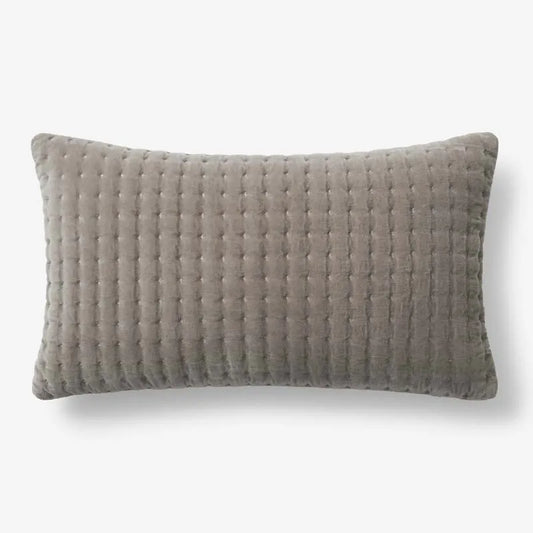 Tufted Stitch Velvet Decorative Lumbar Pillow Cover - Taupe, 12 in. x 21 in.