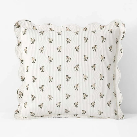 Flower Delight Reversible Quilted Sham - Ivory, Euro