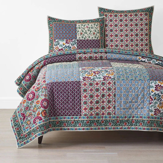 Nora Mosaic Patchwork Quilt - Multi, Full/Queen