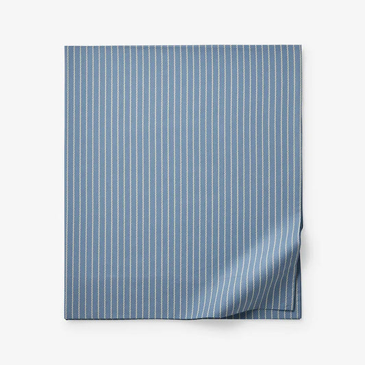 Garden Mist Classic Cool Cotton Percale Flat Bed Sheet - Stripe Smoke Blue, Twin/Twin XL