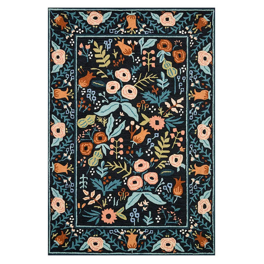 Les Fleur Wool Rug - Black, 2' 3" x 3' 9"