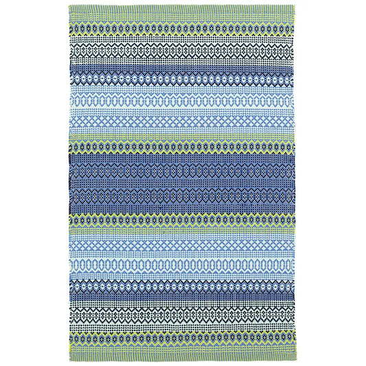 Fiesta Stripe Handwoven Indoor/Outdoor Rug - Blue/Green, 8' x 10'