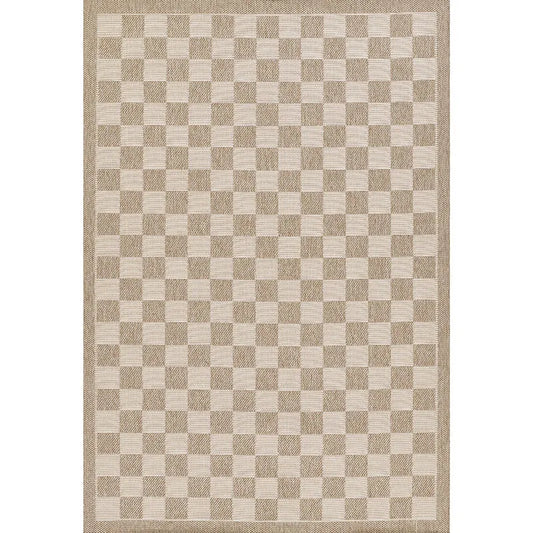 Checkered Outdoor Rug -  Gray, 8' x 10'