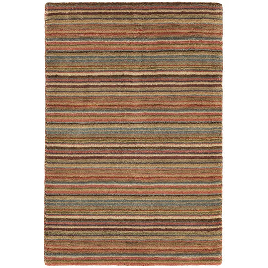 Brindle Stripe Spice Hand Knotted Wool Rug -  Spice, 2' x 3'