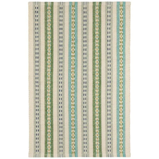 Long Slade Handwoven Cotton Rug - Teal, 5' x 8'