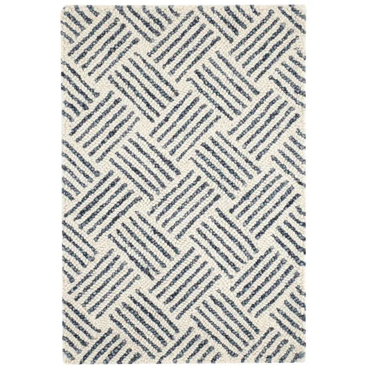 Layers Hand Hooked Wool Rug - Indigo, 4' x 6'
