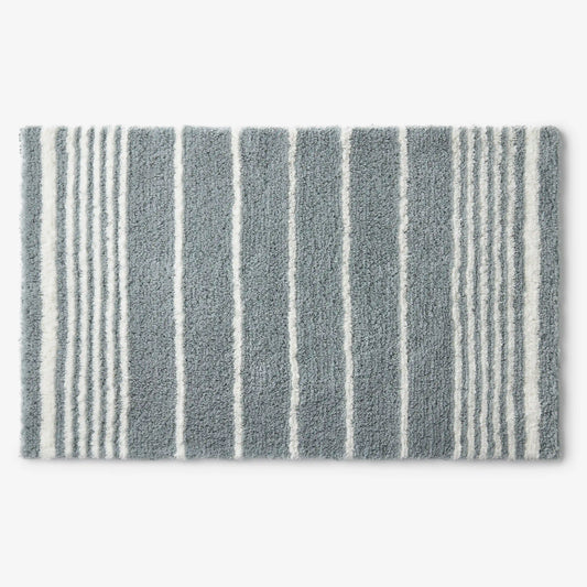 Plush Spa Stripe Bath Rug - Dark Seaspray, 21 in. x 34 in.