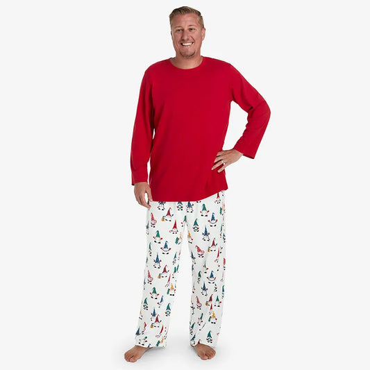 Family Printed Peruvian Cotton Men's Pajama Set - Holiday Gnomes, M