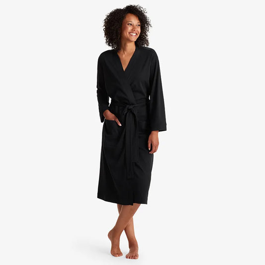 Pima Cotton Kimono Robe - Black, S