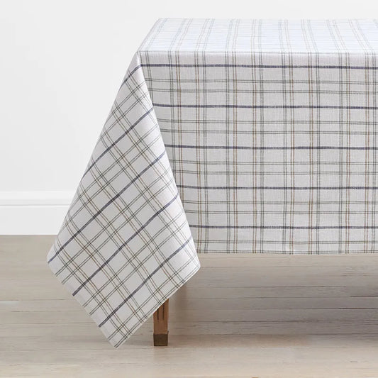 Alerie Yarn-Dyed Plaid Tablecloth - Parchment, 70 in. x 90 in.