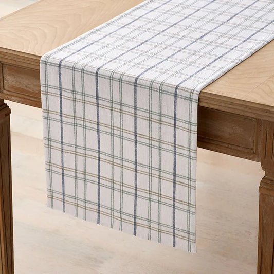 Alerie Yarn-Dyed Plaid Table Runner - Parchment, 16 in. x 90 in.