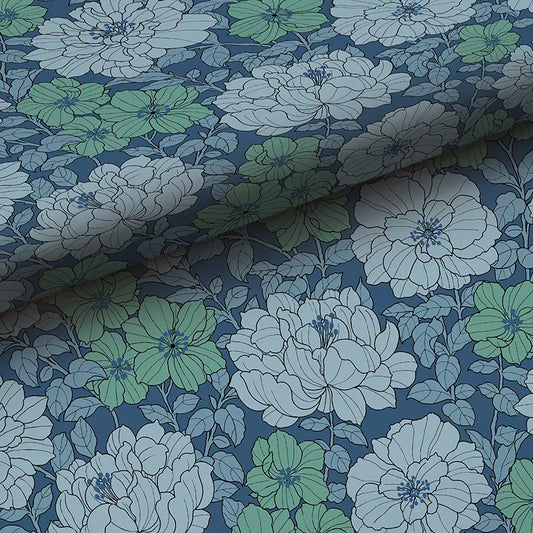 Large Blooms Removable Wallpaper - Blue, Panel