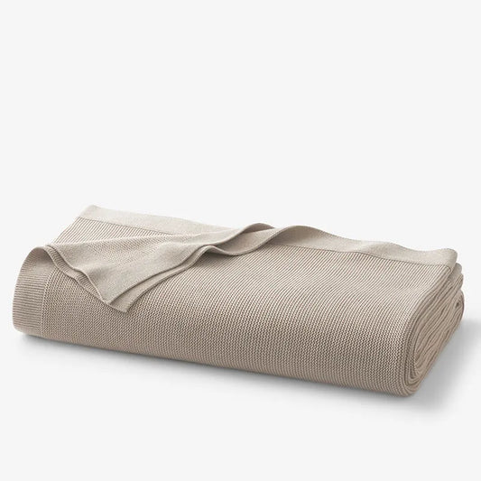 Classic All Season Breathable Cotton Knit Blanket - Taupe, Twin/Twin XL